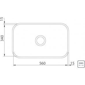 CUBA RETANGULAR  AÇO INOX 56X34 S/ VALVULA  (94085/556)