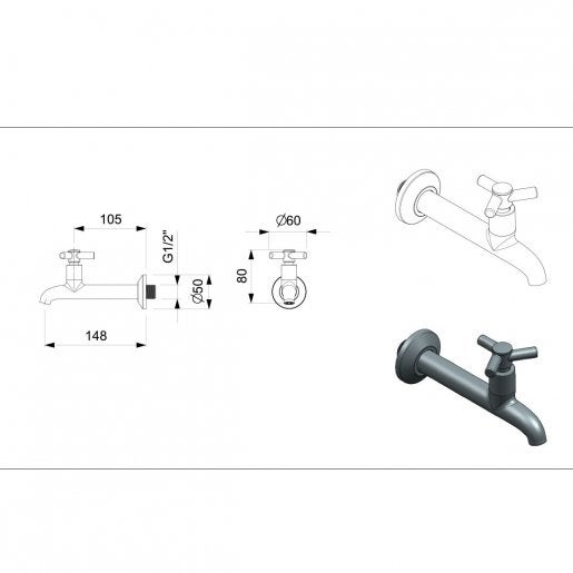 Torneira de Parede para Pia / Tanque One Celite