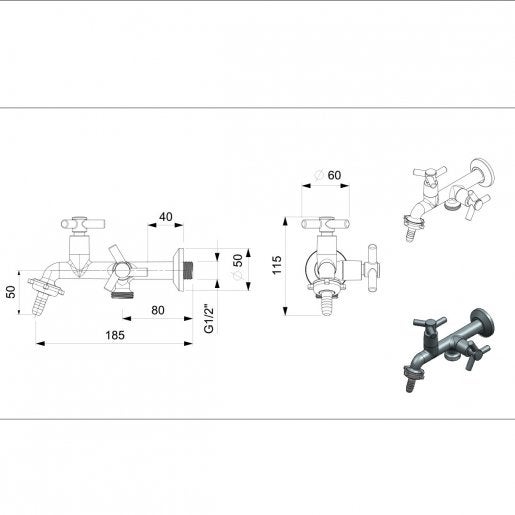 Torneira de Parede para Tanque / Máquina de Lavar com Bico One Celite