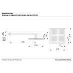 Chuveiro com Braço Parede Quadrado 200 mm Elite Celite