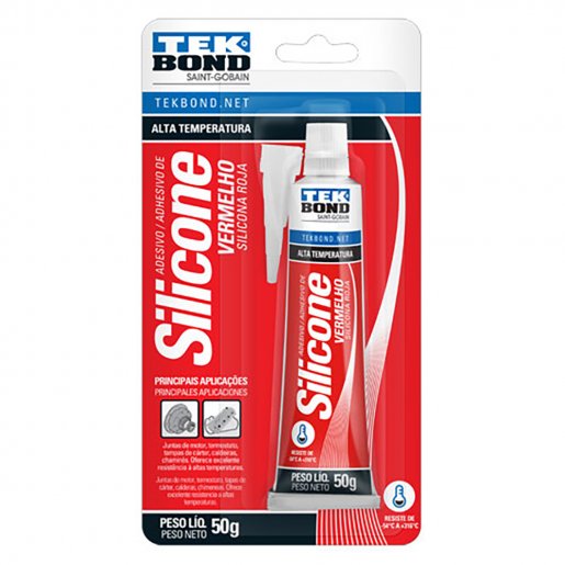 Silicone Acético Vermelho Alta Temperatura 50g Tek Bond