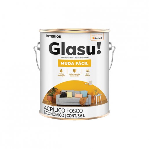 Acrílico Econômico Muda Fácil Fosco 3,6L Glasu!